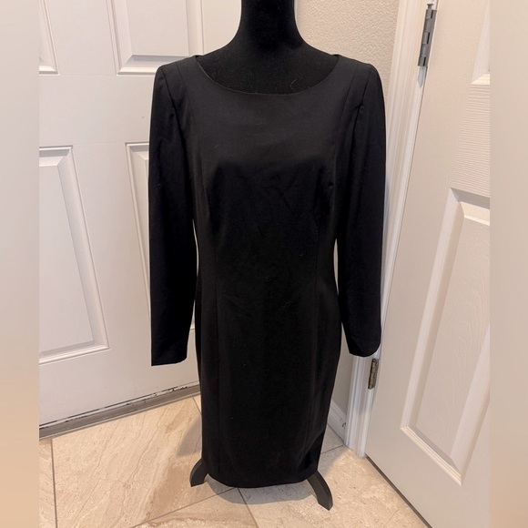 Escada Black Classic Lined Dress long sleeve Gold Label size 170/92A us medium - Picture 2 of 8